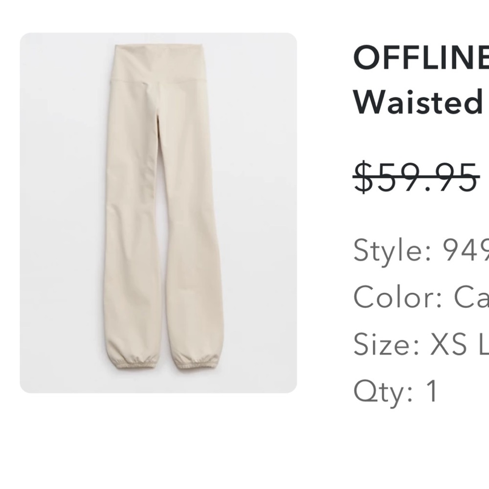 Aerie OFFLINE The Hugger Cinch Pant - Cake Batter XS - Picture 5 of 7